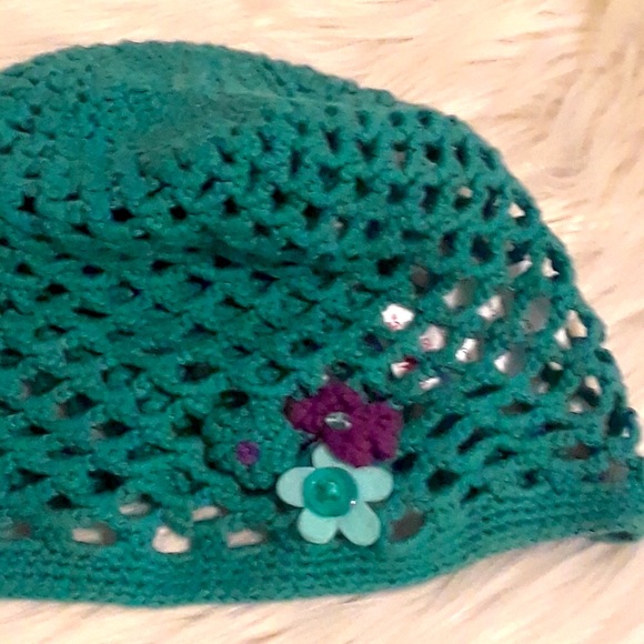 Gymboree Teal Blue Crochet Hat size 8 up - Picture 2 of 4